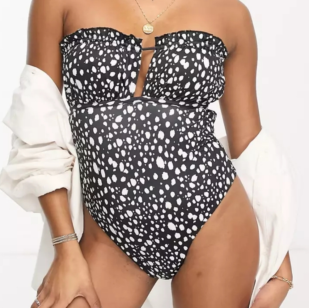 ASOS Design Petite Bandeau Swimsuit - Petite Size 10